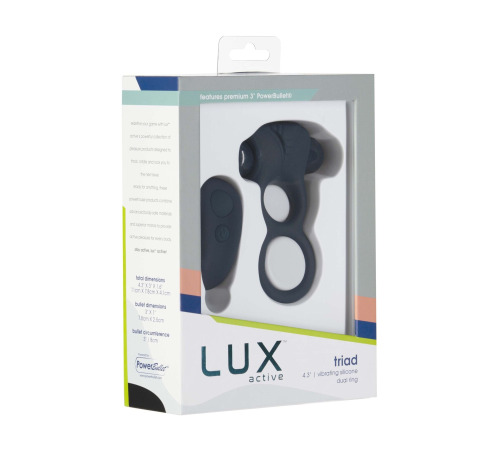 Двойное эрекционное кольцо Lux Active – Triad – Vibrating Dual Cock Ring, с вибропулей и пультом ДУ 