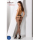 Эротические колготки-бодистокинг Passion S021 black, в крупную сетку с высоким пояском