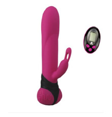 Вибратор с вращением ствола Adrien Lastic Bonnie & Clyde с пультом LRS, с петелькой для пальчика