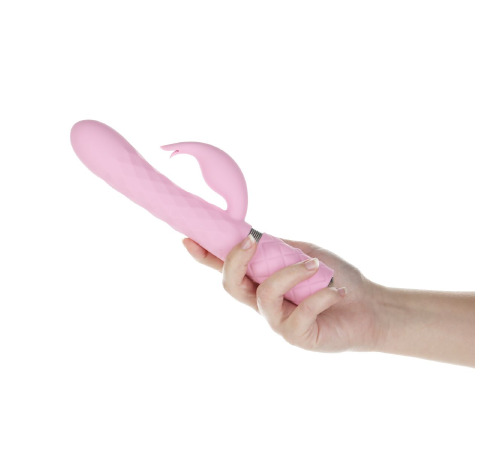 Роскошный кролик с ротацией и вибрацией Pillow Talk Lively, Pink, кристалл Сваровски, тройной отрост
