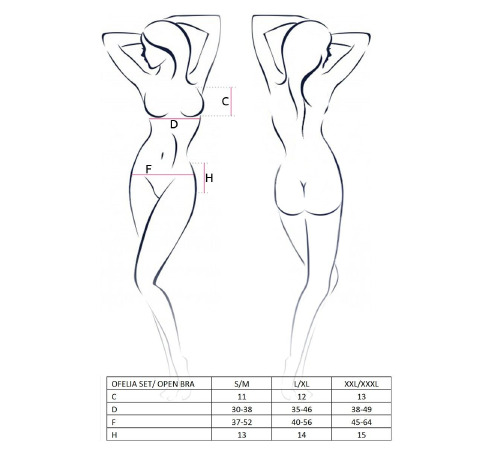 Комплект білизни OFELIA SET OpenBra white L/XL - Passion: стрінги, відкритий ліф, широкий пояс