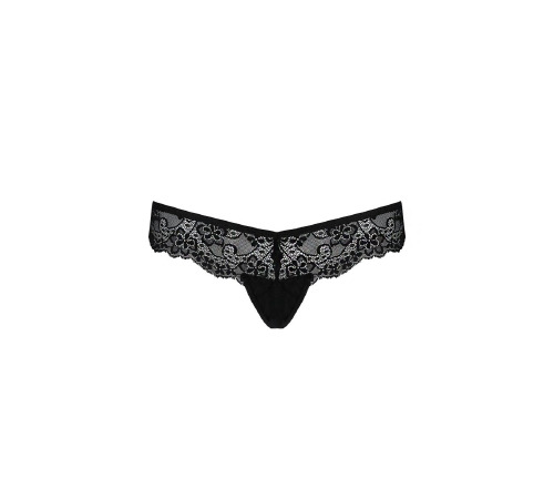 Кружевные трусики-танга с атласным бантиком Naja Thong black S/M - Passion