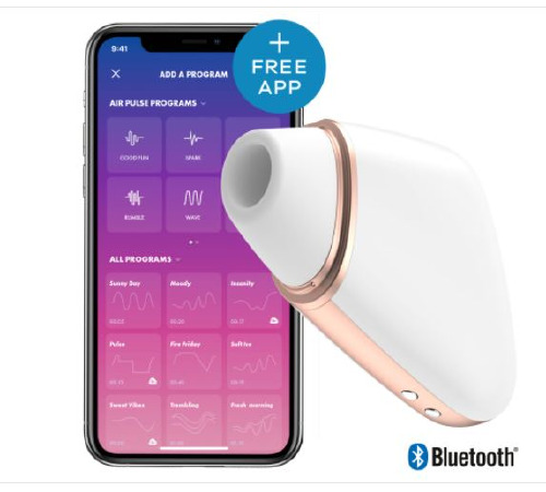 Вакуумный клиторальный стимулятор Satisfyer Love Triangle White с управлением через интернет