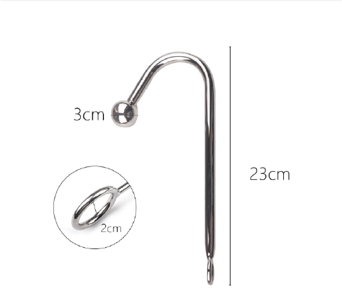 Металевий анальний гак з однією кулькою діаметром 30мм, довжина 230мм, діаметр кільця 20мм