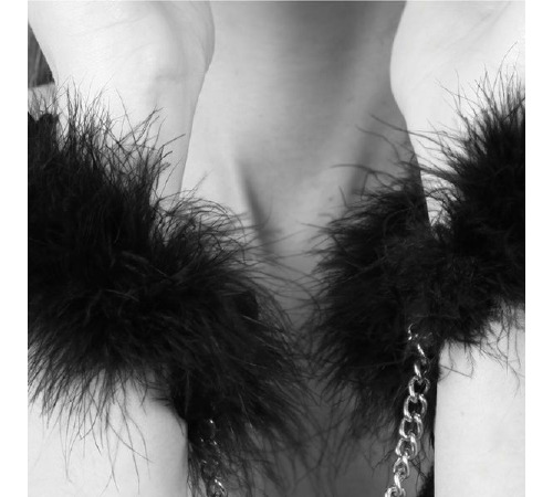 Пушистые наручники Bijoux Indiscrets Za za zu - feahter handcuffs, перьевые, подарочная упаковка