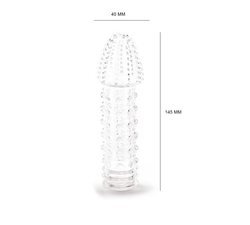 Гелевая насадка на пенис с шипами, хорошо тянется, размер универсальный, прозрачный