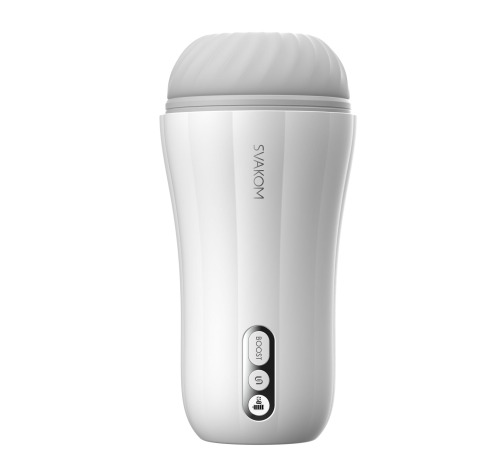 Мастурбатор с вибрацией Svakom Robin White, ультрамягкий рукав, функция Boost, LED экран