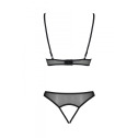 Комплект Passion Christa Set black S/M: браллет с ажурным лифом и открытыми трусиками