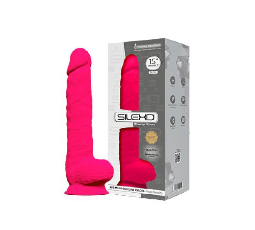 Фалоімітатор SilexD Kingston Pink (MODEL 15in), двошаровий, силікон+Silexpan, діаметр 7 см