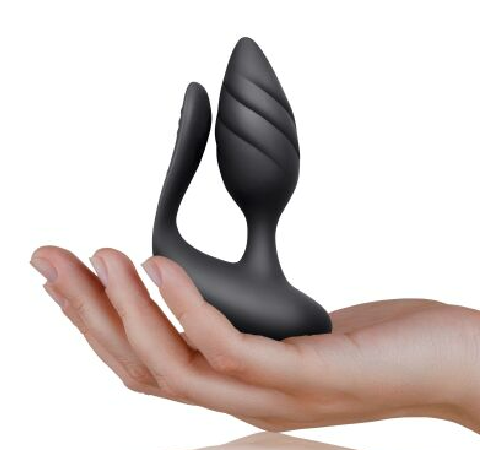 Анально-вагинальный вибратор для пар Rocks Off Cocktail Black, пульт ДУ