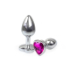 Металева анальна пробка Серце М з Темно-рожевим кристалом, довжина 8см, діаметр 3,4см