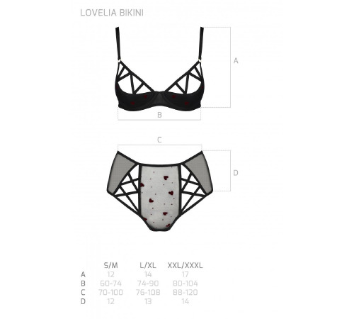 Еротичний комплект з малюнком LOVELIA BIKINI black XXL/XXXL - Passion