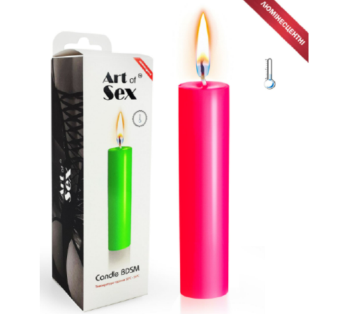 Розовая свеча восковая Art of Sex size M 15 см низкотемпературная, люминесцентная
