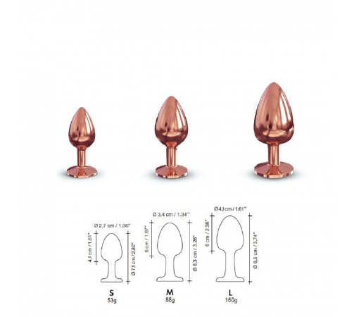 Металева анальна пробка із прикрасою у вигляді кристалу Dorcel - Diamond Plug Rose Gold M