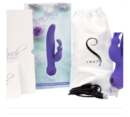 Вибратор-кролик с сенсорным управлением и ротацией Touch by SWAN - Duo Purple, глубокая вибрация