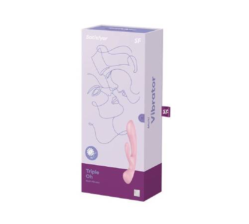 Двусторонний вибратор-кролик Satisfyer Triple Oh Pink, 3 мотора, рукоятка-массажер