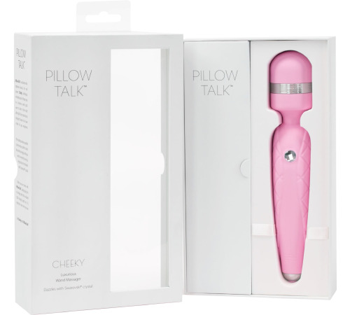 Роскошный вибромассажер PILLOW TALK - Cheeky Pink с кристаллом Swarovsky, плавное повышение мощности