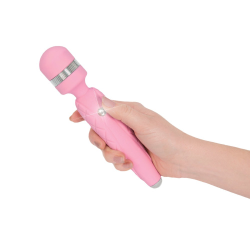 Роскошный вибромассажер PILLOW TALK - Cheeky Pink с кристаллом Swarovsky, плавное повышение мощности