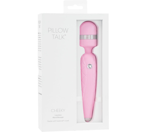 Роскошный вибромассажер PILLOW TALK - Cheeky Pink с кристаллом Swarovsky, плавное повышение мощности
