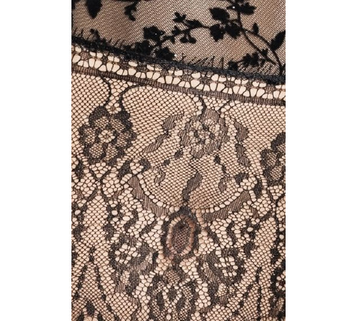 Корсет с пажами FABRA CORSET black XXL/XXXL - Passion Exclusive, трусики, полупрозрачный