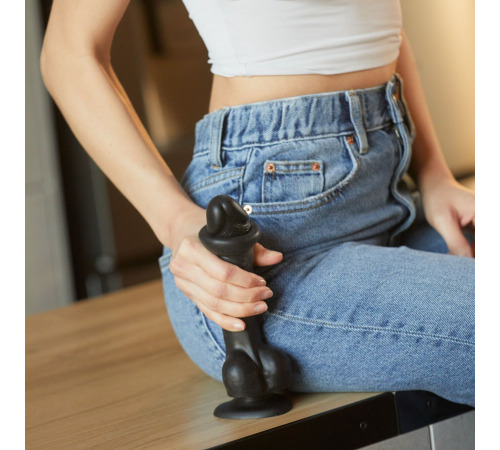 Реалистичный фаллоимитатор Strap-On-Me Sliding Skin Realistic Dildo Black - M, эффект подвижной кожи