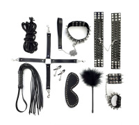 Набор Art of Sex - Spikes BDSM Set Leather, 10 предметов, натуральная кожа, Черный
