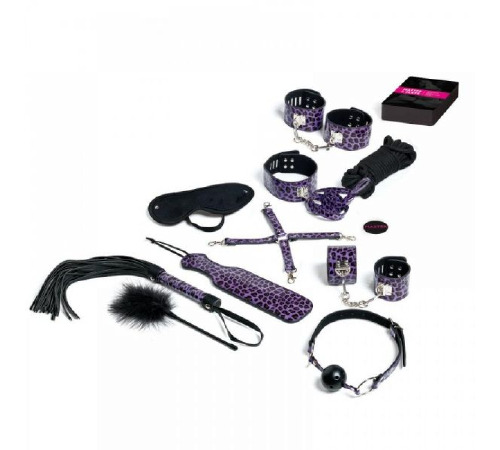 Набор БДСМ  10 предметов Master & Slave, Purple Leopard
