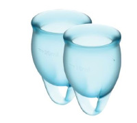 Набір менструальних чаш Satisfyer Feel Confident (light blue), 15мл і 20мл, мішечок для зберігання