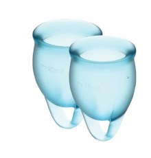 Набор менструальных чаш Satisfyer Feel Confident (light blue), 15мл и 20мл, мешочек для хранения