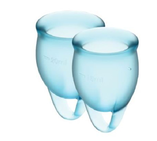 Набір менструальних чаш Satisfyer Feel Confident (light blue), 15мл і 20мл, мішечок для зберігання