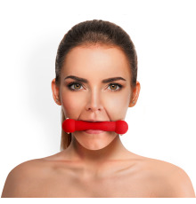 Кляп Палка, силикон и натуральная кожа, Art of Sex - Gag Stick Silicon, Красный