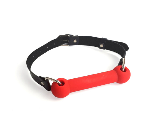 Кляп Палка, силикон и натуральная кожа, Art of Sex - Gag Stick Silicon, Красный