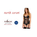 Корсет с открытой грудью NORTH CORSET black XXL/XXXL - Passion Exclusive, пажи, трусики, шнуровка