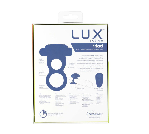 Двойное эрекционное кольцо Lux Active – Triad – Vibrating Dual Cock Ring, с вибропулей и пультом ДУ 