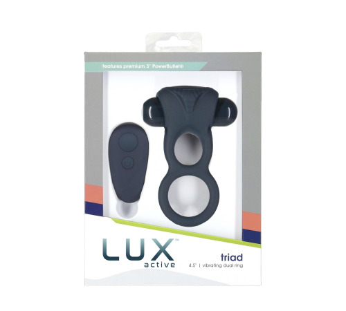 Двойное эрекционное кольцо Lux Active – Triad – Vibrating Dual Cock Ring, с вибропулей и пультом ДУ 