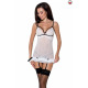 Сорочка прозрачная с пажами ORIHIME CHEMISE white XXL/XXXL - Passion, трусики, стрэпы