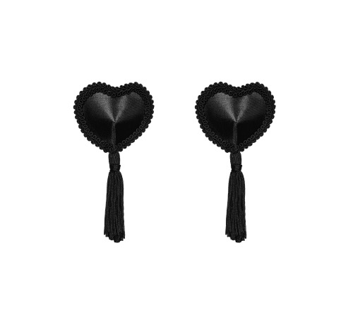Эротические наклейки на соски с кисточками Obsessive Tassel nipple covers black, черные