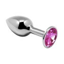 Металлическая анальная пробка с кристаллом Alive Mini Metal Butt Plug Pink L