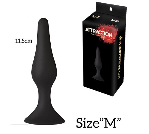 Анальная пробка на присоске MAI Attraction Toys №33 Black, длина 11,5cм, диаметр 3см