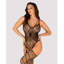 Ажурный бодистокинг под паутину Obsessive Bodystocking G325 black S/M/L, черный, комбинезон, имитаци