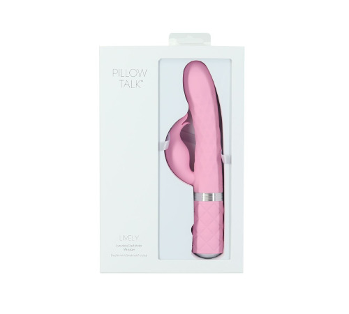 Роскошный кролик с ротацией и вибрацией Pillow Talk Lively, Pink, кристалл Сваровски, тройной отрост