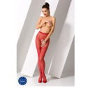 Эротические колготки-бодистокинг Passion S010 red, с доступом, геометрический рисунок