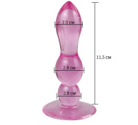 Гелевые анальные пробки на присоске Шарики Каплевидные, Розовый