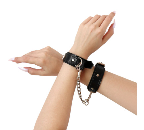 Наручники из эко-кожи Art of Sex - Handcuffs Emoji, Черный