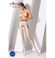 Эротические колготки-бодистокинг Passion S017 white, имитация ажурных чулок и пояса