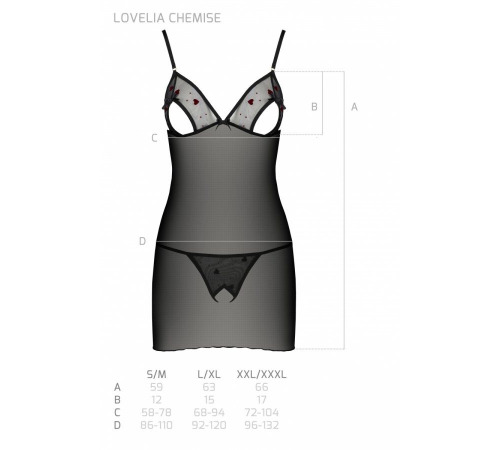 Сорочка з вирізами на грудях + стрінги LOVELIA CHEMISE black XXL/XXXL - Passion