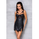 Бэби-долл из эко-кожи и кружева Loona Chemise black S/M - Passion