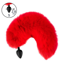 Силіконова анальна пробка з Червоним шикарним хвостом, розмір S