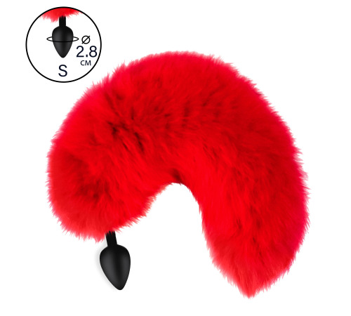 Силіконова анальна пробка з Червоним шикарним хвостом, розмір S
