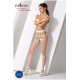 Эротические колготки-бодистокинг Passion S021 white, в крупную сетку с высоким пояском